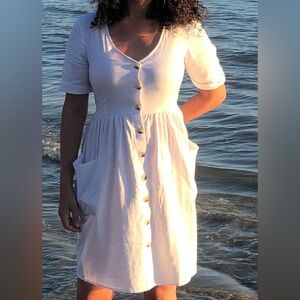 Casual White Button-Down Dress